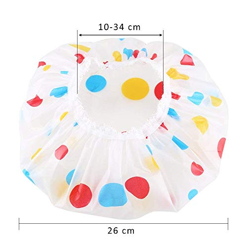 yiqi 6pcs Gorro de Ducha Impermeable de plástico Gorros para el Pelo de baño con Banda elástica Reutilizable Shower Cap ，Variedad de Patrones，Color al Azar