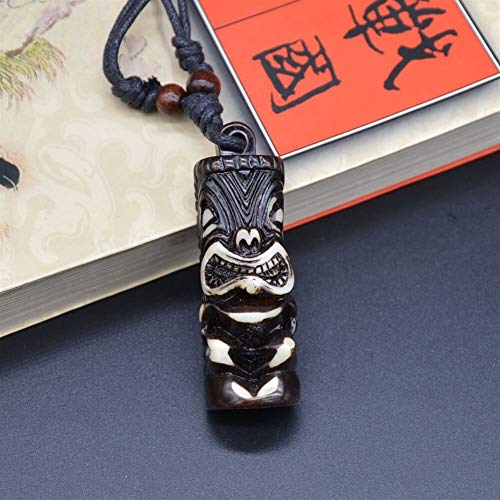 YUNGYE El Hombre joyería Talisman imitación Yak Bone Totem Regalo Pendiente Collar Gargantilla de Perlas de Madera Tribal Hawaiano Surfer