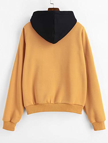 ZAFUL Sudaderas con Capucha Pullover para Mujer 2019 (Amarillo, S (EU.36))