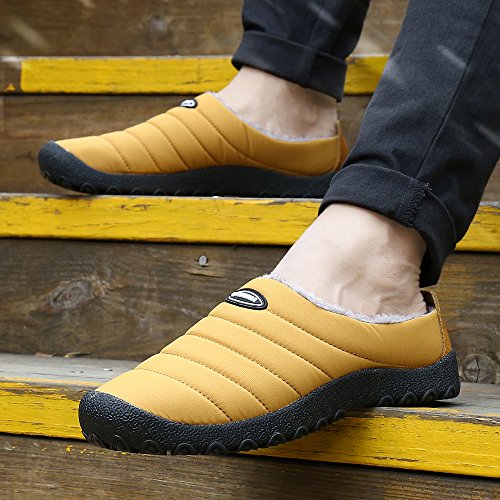 Zapatillas de Estar por Casa Mujer Hombre, Invierno Zapatos de Casa con Forro de Piel - Cálidas y Cómodas - con Suela Antideslizante para Exterior e Interior,Amarillo 38