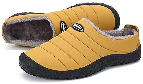 Zapatillas de Estar por Casa Mujer Hombre, Invierno Zapatos de Casa con Forro de Piel - Cálidas y Cómodas - con Suela Antideslizante para Exterior e Interior,Amarillo 38