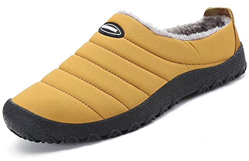 Zapatillas de Estar por Casa Mujer Hombre, Invierno Zapatos de Casa con Forro de Piel - Cálidas y Cómodas - con Suela Antideslizante para Exterior e Interior,Amarillo 38