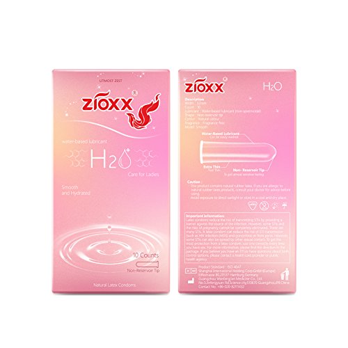 Zioxx H2O Condón de piel a piel Lubricante de ácido hialurónico (paquete de 10)