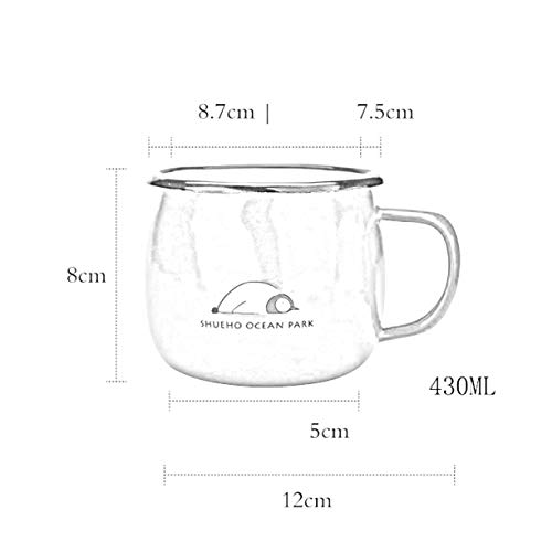 ZJZ Taza de Esmalte de Regalo para hervidor de té con Adhesivo magnético para refrigerador, Juego de 3 Tazas para Beber de 430 ml para niños y Adultos