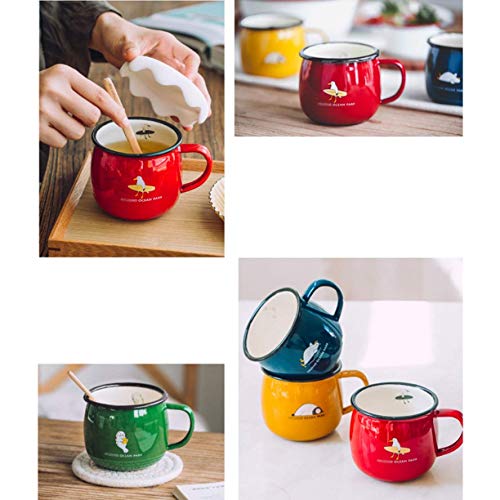 ZJZ Taza de Esmalte de Regalo para hervidor de té con Adhesivo magnético para refrigerador, Juego de 3 Tazas para Beber de 430 ml para niños y Adultos