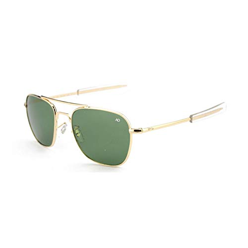 ZRTYJ Gafas de Sol Moda Gafas De Sol De Aviación para Hombres Diseñador De La Marca Ao Gafas De Sol para Hombre Ejército Americano Lente De Vidrio Óptico Militar