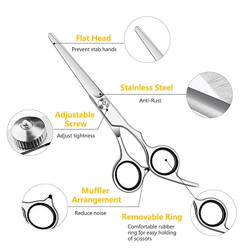 10 Pcs Kit Tijeras Peluqueria Profesional, Hairdressing Scissors Set Tijeras Peluqueria de Acero Inoxidable, Juego de Tijera Peluqueria con Estuche de Cuero para Hombres, Mujeres y Niños