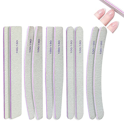 10 Pcs Lima de Uñas Profesional para,100/180, limas para uñasde doble cara, para Uñas de Arte Uña Manicura Partíucla Gruesa Fina de Mascotas Para Uso Doméstico y Salón