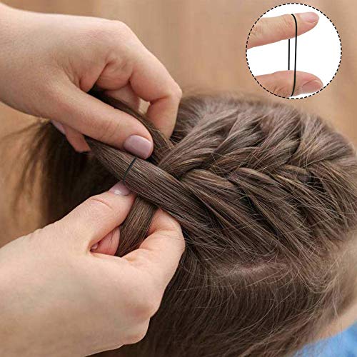 [1000 piezas] Trenza de Cinta Elástica para El Cabello, Banda Elástica para El Cabello, Adecuada para Accesorios Femeninos de Cola de Caballo con Cabello Rizado Pesado (Negro)