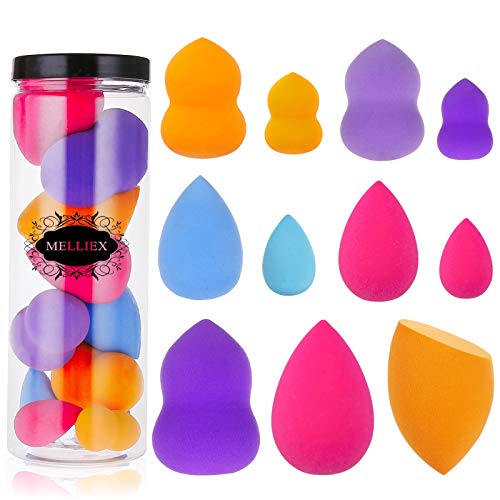 11 Piezas Esponja Maquillaje Beauty Blender Sin Látex Facial Makeup Esponjas para Cremas, Polvo, Corrector, Sombra Ojos y Colorete, 3 Tamaños