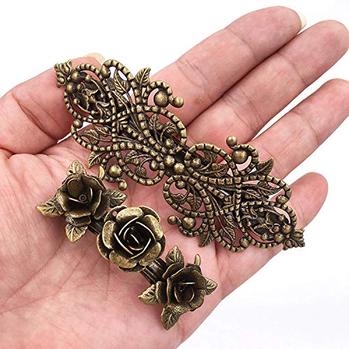 14 Piezas de Clips de Pelo Vintage Pinza de Pelo en Forma de Hoja Bronce Plata Clip de Cabello en Forma para Mujeres Chicas (Bronce)