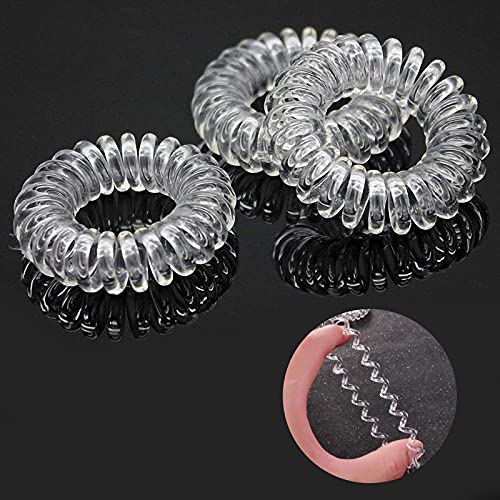 16 Piezas Gomas del pelo Elásticas, Cintas para el cabello en espiral cable de teléfono, bandas para el pelo, resistentes al agua, Soporte para coletas para mujeres y niñas,Negro y Transparente