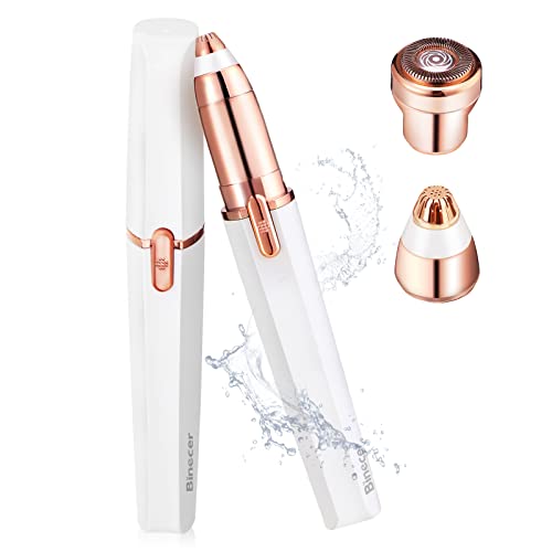 2 en 1 Depiladora facial Binecer Depiladora Cejas Mujer Depiladora Facial Mujer Electrica Depiladora Cejas Electrica sin Dolor Eyebrow Trimmer con Luz LED Recortador de cejas portátil