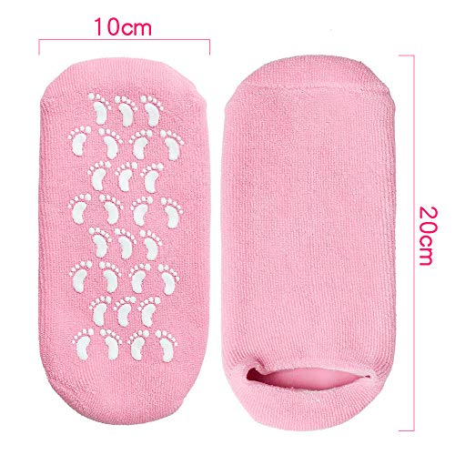 2 Pares Calcetines Hidratantes Gel Humectantes, Calcetines Hidratantes Suaves Para Los Pies Mujeres y Hombres Hidratar Los Pies Secos, Calcetines Silicona Para Spa Algodón Con Dedos de Gel(Azul Rosa)