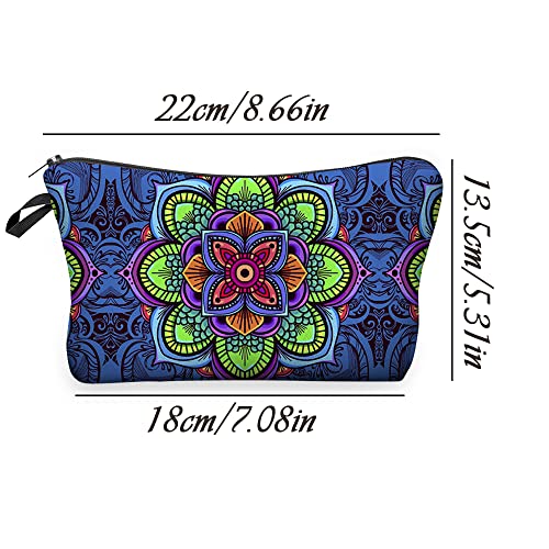 2 Piezas Bolsa de Aseo Portátil Impermeable, Neceser Maquillaje Pequeño Viaje, Bolsa de Almacenamiento de Cosméticos de Viaje, Borsa Cosmetica Mandala, para Tarjetas de Llaves de Cosméticos