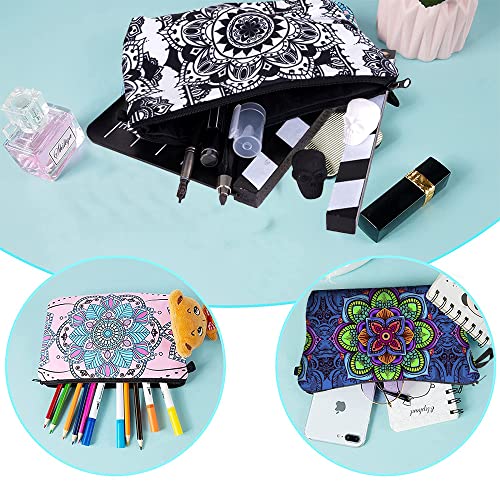 2 Piezas Bolsa de Aseo Portátil Impermeable, Neceser Maquillaje Pequeño Viaje, Bolsa de Almacenamiento de Cosméticos de Viaje, Borsa Cosmetica Mandala, para Tarjetas de Llaves de Cosméticos