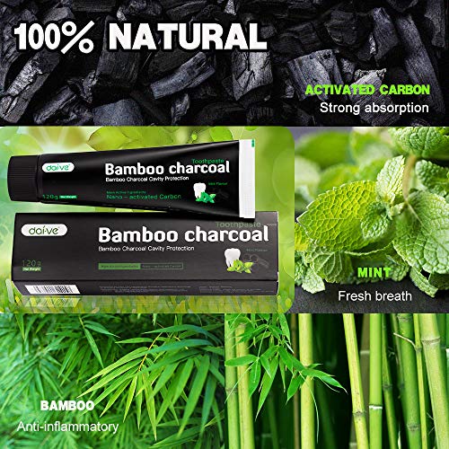 2 Piezas Dentífrico natural premium blanqueador de dientes con carbón activado de bambú– Sabor mentolado – Dentífrico sin fluoruro