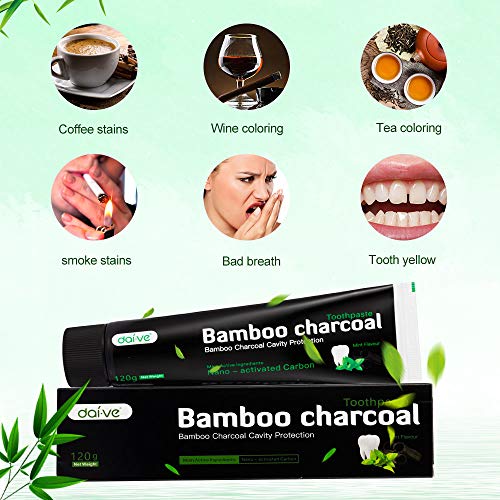 2 Piezas Dentífrico natural premium blanqueador de dientes con carbón activado de bambú– Sabor mentolado – Dentífrico sin fluoruro