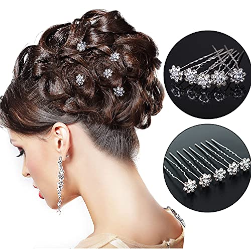 20 piezas de horquillas para el cabello de novia, accesorios para el cabello de boda, horquillas de diamantes y rosas, horquilla de flores de cristal para mujeres, bodas, niñas, bolas de boda