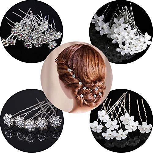 20 piezas de horquillas para el cabello de novia, accesorios para el cabello de boda, horquillas de diamantes y rosas, horquilla de flores de cristal para mujeres, bodas, niñas, bolas de boda