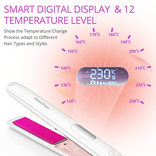 [2022]OhutTimo Planchas del pelo Cerámica Iónica, Plancha de pelo Profesional Alisa y Riza 2 en 1, Pantalla Inteligente 120°C-230°C, Placa Flotante 3D, Termo-Protección, Auto-Bloqueo, Tapa de Silicona