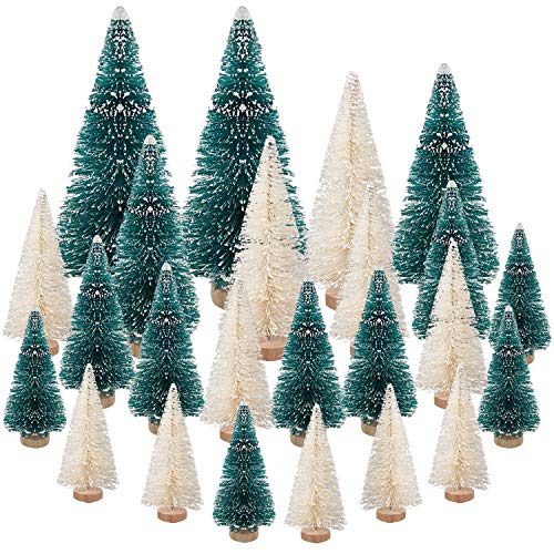 24 Piezas Mini Árbol de Navidad，DecoracióN NavideñA，Abeto Artificial áRbol de Nieve，Escritorio Navidad Árbol de para DecoracióN Del Hogar Pino Sisal Fiesta De Navidad Regalos para NiñOs Micro Paisaje