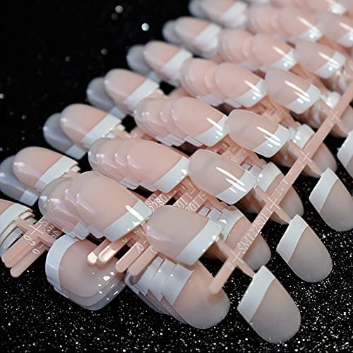 240 uñas postizas en 12 talla estilos false nails,Natural francés Nails,Kit de uñas postizas francesas,Uñas Postizas para DIY