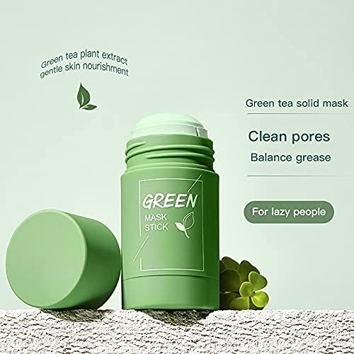 2pcs Mascarilla de Limpieza Profunda,Deep Cleansing Mask,Green tea Mask Stick ajuste del equilibrio de grasa,Hidratar Piel Control de Aceite Anti acné,enriquecer con té verde& extracto de berenjena