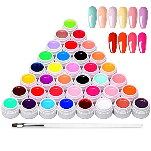 36 Colores Esmaltes Semipermanentes de Uñas, Esmaltes Semipermanentes, Gel Uñas Juego de Pigmentos para Uñas, Poli Gel UV Esmalte Pegamento sólido para Manicura