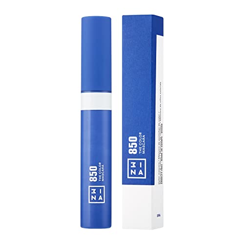 3ina MAKEUP - Vegano - Sin crueldad - The Color Mascara 850 - Color azul rímel abriga pestañas con color divertido - Lavable, sin grupos, voluminizador rimel en colores atrevidos - 0.47 onzas líquidas