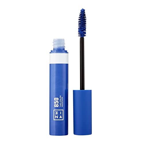 3ina MAKEUP - Vegano - Sin crueldad - The Color Mascara 850 - Color azul rímel abriga pestañas con color divertido - Lavable, sin grupos, voluminizador rimel en colores atrevidos - 0.47 onzas líquidas