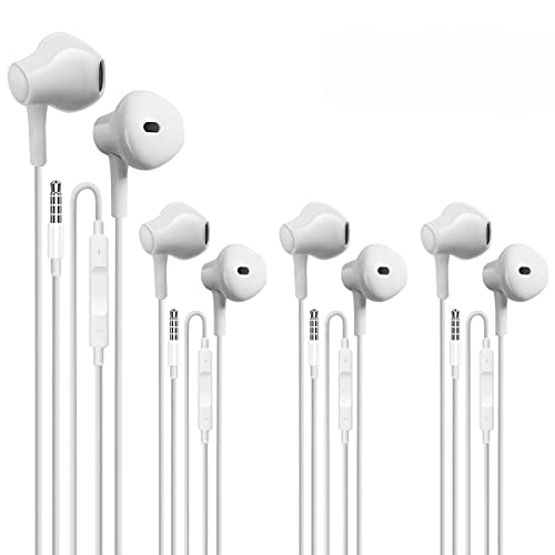 4 Pack Auriculares con Cable con Micrófono y Control de Volumen, Adecuados para Teléfonos Móviles, Tabletas, MP3 y Otros Dispositivos de Audio de 3,5 mm