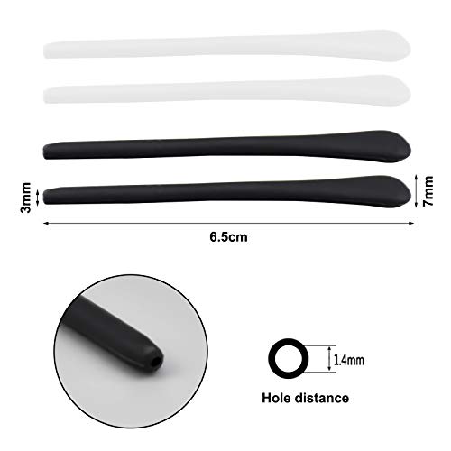 4 Pares de Puntas de Patas para Gafas Silicona Antideslizante Suave Retenedores Extremos de Gafas de Calcetín de Oreja Tubo para Patas de Anteojos de Gafas de Sol Finas de Metal (blanco y negro)