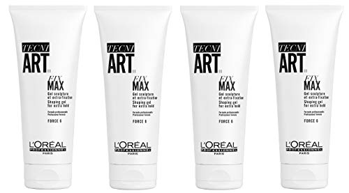 4 unidades Ultra fuerte HaltLoreal Professionnel Tecni Art Fix Max Gel 200 ml