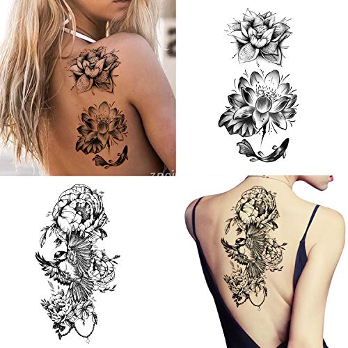 40 Hojas Gran Colección de Flores Sexy Tatuajes Temporales Impermeables que Duran un Tatuaje Falso para Mujeres y Niñas.