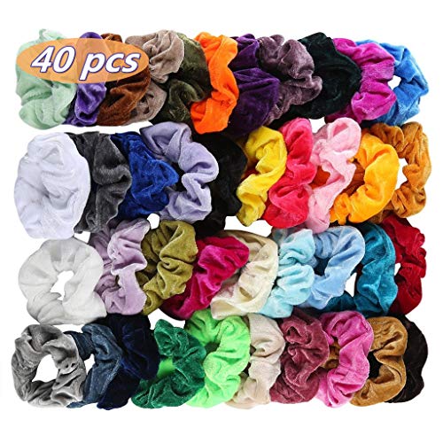 40 Piezas Scrunchies de Banda Velvet Elástico - FossenMA Banda de Pelo para Mujeres Chicas Elegante, Accesorios para el Cabello de Niñas Mujer