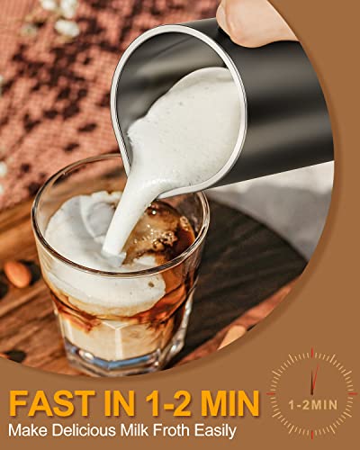 5 en 1 Espumador de Leche Eléctrico 500ML, Batidora Leche Espuma 500 W, Silencioso, Revestimiento Antiadherente, Milk Frother para Espuma de Leche Caliente/Fría, Chocolate Caliente, Café, Capuchino