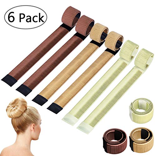 6 PCS Moño Pelo Accesorios Moda Natural Francesa Twists Herramienta Bricolaje Moño Maker Para Mujeres Niñas(Marrón Claro, Rubia, Marrón)