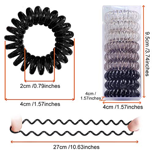 9 cintas para el pelo en espiral, ARPDJK plástico elástico para el pelo, soporte para coleta, cable de teléfono para niñas y mujeres con pelo grueso, accesorios para el cabello sin daños (3 colores)