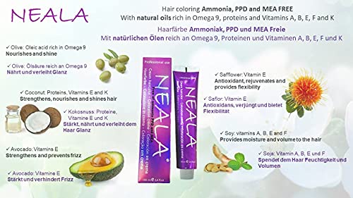 9.07- Coloración Profesional SIN AMONIACO y libre de PPD y MEA Enriquecido con Omega9, extractos naturales y vitaminas. Gran brillo y cobertura- 9.07- Rubio Muy Claro Miel - NEALA 100ml.