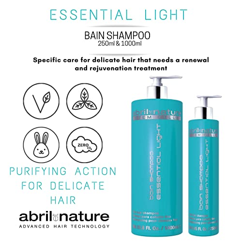 abril et nature | Champú Profesional de Peluquería Fortalecedor ESSENTIAL LIGHT | Para cabello debilitado o delicado | 100% Vegano | Fuerza y Volumen 250ml