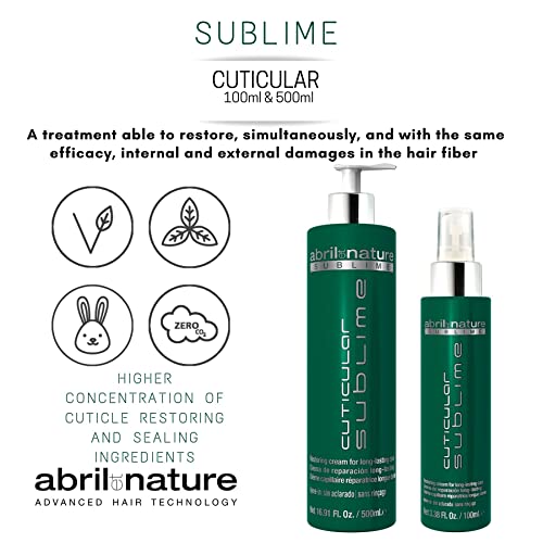 abril et nature | Serúm Capilar Profesional CUTICULAR SUBLIME | Ácido Hialurónico para Reparación de cabellos teñidos o gruesos | Antifrizz 500ml