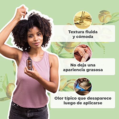 ACEITE DE ARGÁN ORGÁNICO | 100% Puro, Natural y Prensado en Frío | Rostro, Cuerpo, Cabello, Barba, Uñas | Vegano y Cruelty Free | Botella de Vidrio + Pipeta + Bomba (50ml)