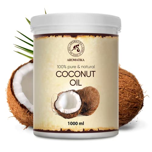 Aceite de Coco 1000ml - Aceite de Coco Nucifera - Indonesia - 100% Puro & Natural - Prensado en Frнo - Mejores Beneficios para el Cuidado del Cabello de la Piel - Aceites Sin Refinar