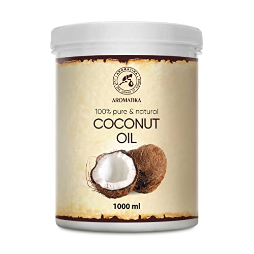 Aceite de Coco 1000ml - Aceite de Coco Nucifera - Indonesia - 100% Puro & Natural - Prensado en Frнo - Mejores Beneficios para el Cuidado del Cabello de la Piel - Aceites Sin Refinar