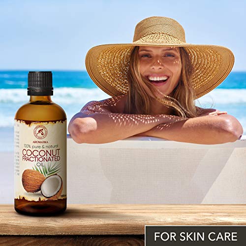 Aceite de Coco Fraccionado 100ml - Cocos Nucifera Oil - Germany - 100% Puro y Natural - Grandes Beneficios para la Piel - Cabello - Excelente con Aceite Esencial - Aromaterapia - SPA - Baño - Masaje