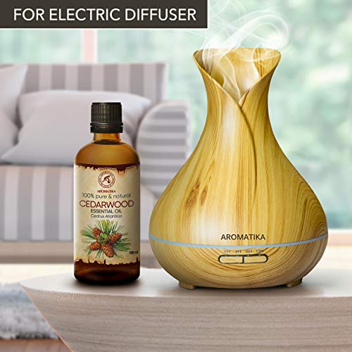 Aceite esencial de cedro 100 ml - Cedrus Atlántica - 100% Puro Aceite de Cedro - Aceite de Cedro para Aromaterapia - Relajación - Difusor Fragante - Lámpara de Aroma - Cedarwood Essential Oi