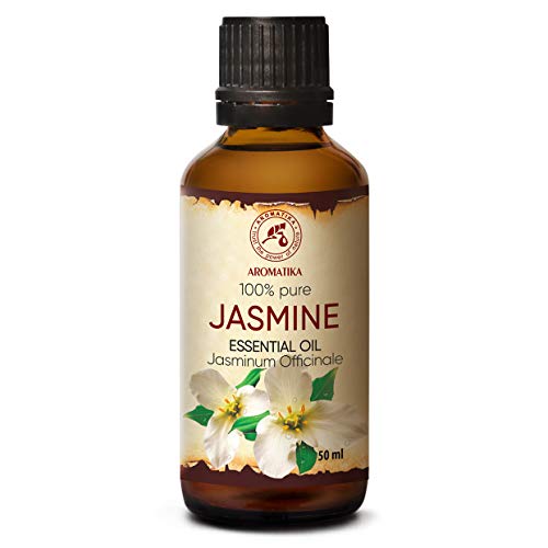 Aceite Esencial de Jazmín - 50ml - Jasminum Officinale - Aceites Esenciales para Difusor - Lámpara Aromática - Buen Sueño - Calmante - Relajación - Cuidado Piel - Aceite Sensual