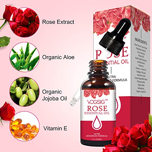 Aceite Esencial de Rosa Protección de Piel, Aceite de Rosa natural, Aclara las Arrugas Antienvejecimiento, Perfecto Para Aromaterapia, Masaje Corporal, Relajación - 30ml