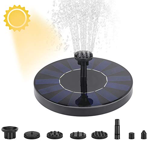 Achort Fuente Solar con Bateria, Bomba de Agua Solar, 1.5W Flotante Fuentes Solares para Jardin Bomba Agua Sumergible Solar con 6 Boquillas para Piscina, Decoración del Jardín, Estanque (Círculo)